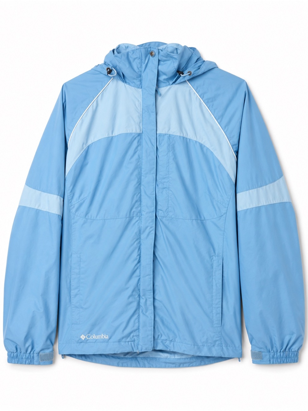 Columbia Women's Sky Blue Medium Hooded Lightweight Windbreaker / Winter Coat.